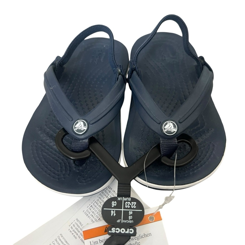 Crocs Navy Lightweight Crocband Flip-Flops Sandals Toddler C6 NEW!
